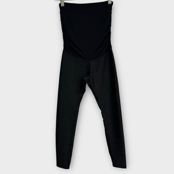 Beyond Yoga Beyond the Bump‎ XS Maternity Leggings Black Crinkle Textured 25” - Picture 1 of 10